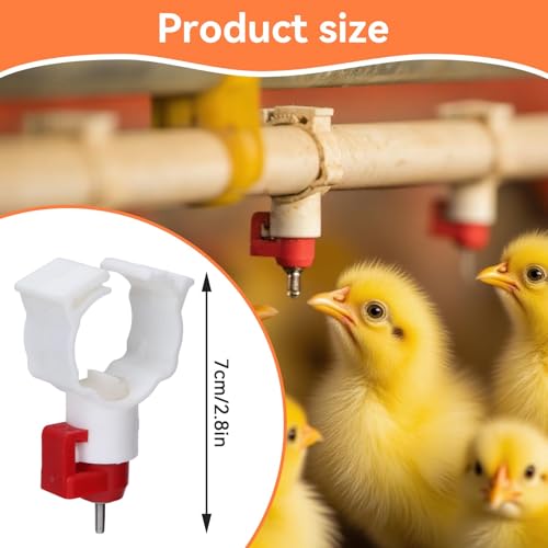 20 Pack Chicken Water Nipples, Leakproof Chicken Waterer Nipples with Drill Bits, Stainless Steel & Plastic Poultry Watering System Poultry Water Nipple Drinker Feeders for Poultry Chicken Duck Bird