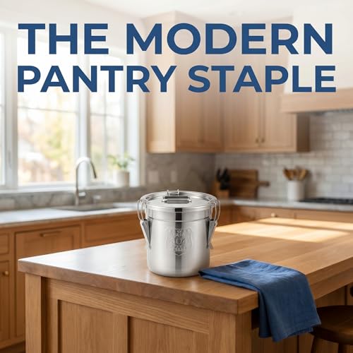 1.61Gal 304 Stainless Steel Airtight Canister,Metal Bucket Large Stainless Steel Canisters - Locking Clamp & Airtight Lids - Dog Food/Bird Seed/Coffee Storage Container - color: 1.61 GAL