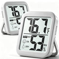 2 Pack Room Thermometer Indoor Hygrometer | Monitor Temperature & Humidity, Accurate, Fast Read, Easy To View, Magnetic/Kickstand/Hanging, ℉/℃, w/ Battery, Compact - color: 2 Pcs* Space Grey