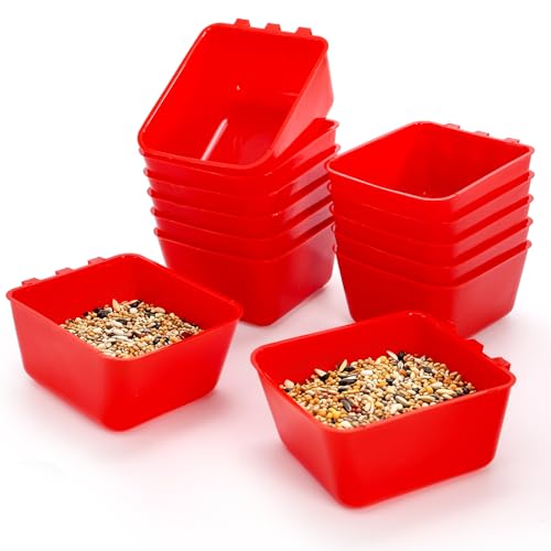 Okllen 30 Pcs Chicken Water Feeder Cups, 16 oz Plastic Hanging Bird Cage Cups for Parrot, Parakeet, Rooster, Pigeon, Bunny, Poultry Coop Gamefowl Supplies, Red