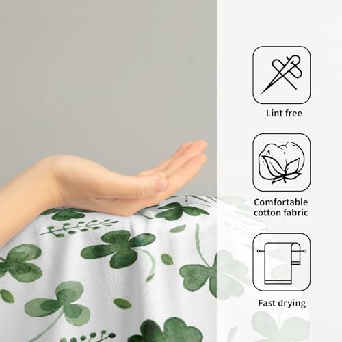 Giwawa St Patrick Day Hand Towel Set of 2 Sage Green Clovers Shamrock Towel Spring Summer Eucalyptus Leaves Face Towel Quick Drying Dish Wash Cloth for Hotel Bathroom Gym Home Holiday - color: Clover