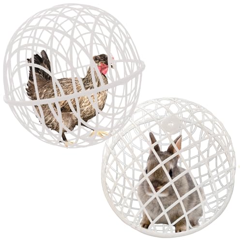 15.7" Ball-Shaped Movable Chicken Coop,Pigeon Rabbit Duck Safe Walking Net,Preventing Trampled by Horse,Predation by Eagles,Dog Bites.Pet Removable Prevent Harassment Safety Hutch(2 Pack) - color: White(2 Pack)