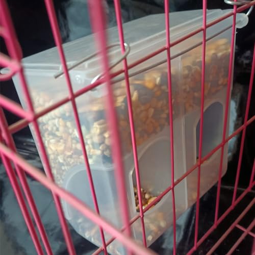 Automatic Pigeon Bird Feeder Water, Plastic Feeder Water Dispenser Drinkers for Cage, No Mess Hanging Parrot Food Feeding, Cage Accessories for Parakeet Quail Bird Chicken (2 Hole - Iron Wire) - size: 2 Hole - Iron Wire
