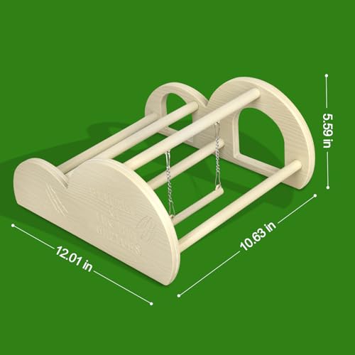 Chicken Perch with Swing & Mirror, Waterproof PVC Roosting Stand for Hens Activity Gym for Chick Toys & Bantams, Durable Easy-Clean Coop and Brooder