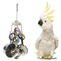LWINGFLYER Stainless Steel Parrot Toys, Pullable Stainless Steel Cup and Cardboard Ring Toys Hanging Chew Bird Toys for Large Parrots，African Grey, Amazon Parrots
