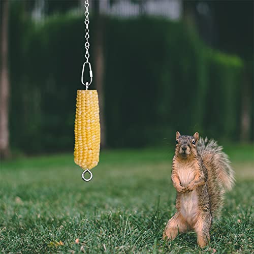 Hanging Squirrel Feeder Outside Corn Cobs Holder for Squirrels Chipmunk Funny Toy - color: STAINLESS STEEL A
