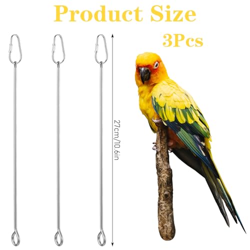3 Pcs Bird Food Holder, Stainless Steel Bird Feeder for Cage, Parrot Fruit Vegetable Skewer, Parakeet Feeder Toys Cage Accessories, Hanging Foraging Toys for Macaw Parakeet Parrot Budgie Birds