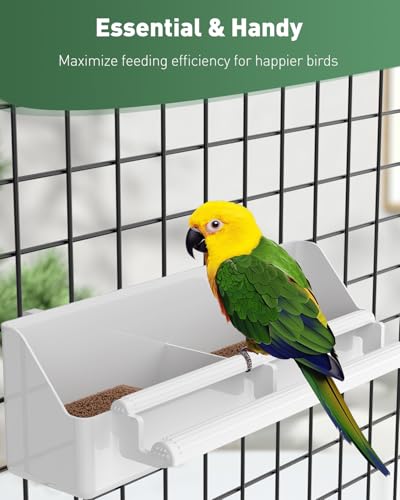 Pawfly 1 Pack Bird Feeder for Cage Hanging Plastic Feeder with Hooks Bird Water Dispenser with Perches Water Feeders for Cage Parrot Food Bowl for Parakeet Cockatiel Canary - size: 1 PC