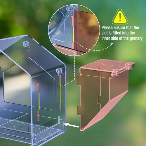 Window Bird Feeder with Dual Side Storage, Strong Suction Cups and Adhesive | High Capacity Outside Birdfeeder for Window, Close-up Viewing for Indoor Cats & Seniors, Ideal Nature Gift