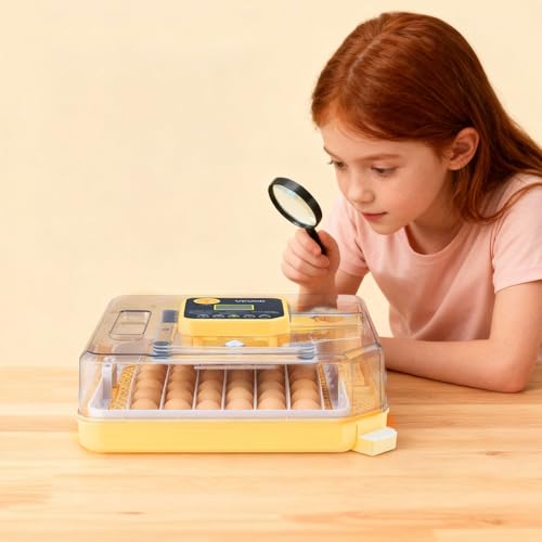 VEVOR 48 Egg Incubator, Automatic Egg Turner with LED Candler, Temperature Display & Auto Humidity Control, 360° View Clear Window, Poultry Eggs Incubator for Hatching Chicks Ducks Goose Quail - size: 48 Eggs