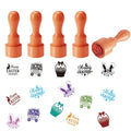 AHANDMAKER 5 Styles Easter Egg Stamps, Happy Easter Pattern Mini Wooden Rubber Stamp Unique Designs Egg Drawing Stamps for Easter Eggs Famers and Chicken Owners Scrapbooking Card Making - style: Happy Easter