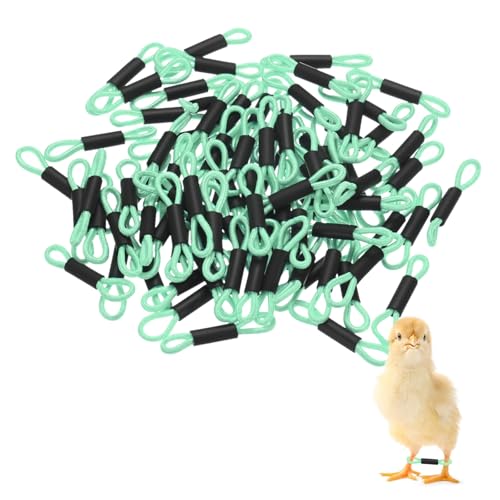 M METERXITY 100-Pack Adjustable Chick Leg Bands, 1.38" x 0.2" Polyester Chicken Leg Brace for Chicks/Ducks/Birds [Green] Poultry Leg Bands - color: Green
