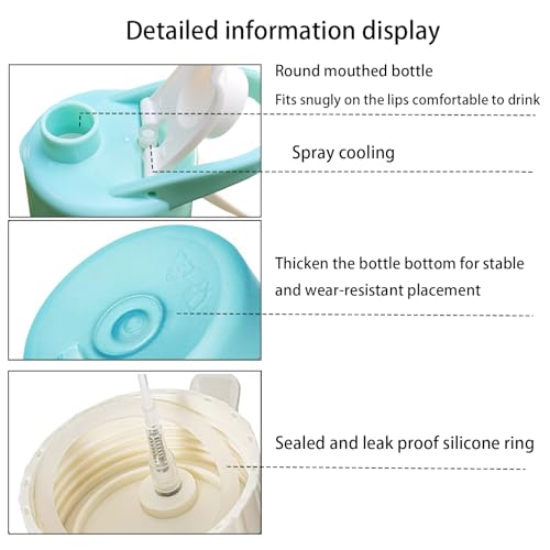 Misting Water Bottle, 2 in 1 22 OZ Large Capacity,Wide Mouth Leak Proof,Workout Water Bottle,Used for Mountaineering,Gym,Cycling,and Sports Activities (blue)