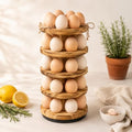Wooden Egg Holder Countertop, 5 Tier 360° Rotating Fresh Eggs Storage Rack with 30 Slots, Pine Stackable Farmhouse Tower, Space-Saving Kitchen Organizer for Chicken Duck Easter - color: 30 Eggs - 5 Tier Round