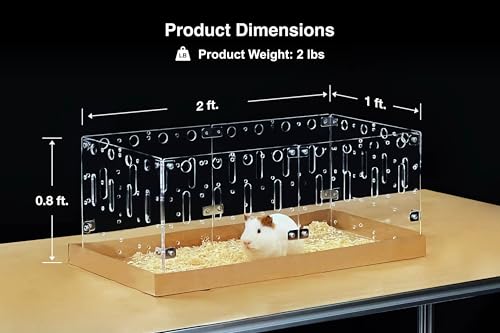 GuineaLoft™ Acrylic Cage (Model-C2) - Small 2x1ft Open Cage | Ideal for a Single Guinea Pig; Connectable & DIY Extendable w/ Disposable Bottom - Visit the GuineaLoft Store - color: Model-C2