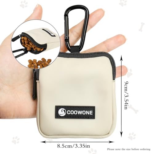 Waterproof Dog Treat Pouch, Dog Training Treat Pouch Built in Poop Bag Dispenser Adjustable Shoulder Bag (BLK) (Beige Small Pouch) - color: Beige