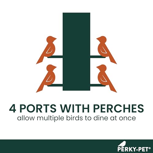 Perky-Pet Navy 2-in-1 Tube Bird Feeder for Outdoors, 4 Port Tube Bird Feeder