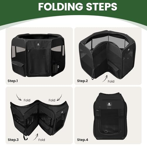 X-ZONE PET Dog Playpen Portable Pet Play Pens for Puppies, Cat, Rabbit, Chicks, Foldable Exercise Play Tent Kennel Crate, Indoor/Outdoor Travel Camping Black Small - color: Black, size: Small