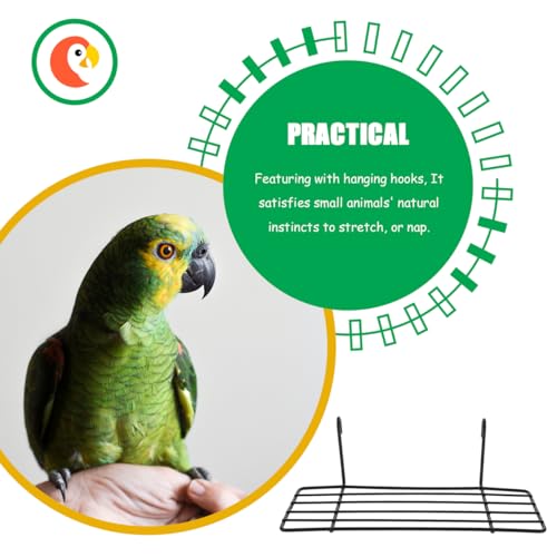 POPETPOP Grid Iron Wall Shelf Bird Cage Platform Perch with Hooks for Parrots and Small Birds Hanging Wire Shelf for Cage Wall Decoration 3 Pack 9.84 X 5.90 X 8.26 in