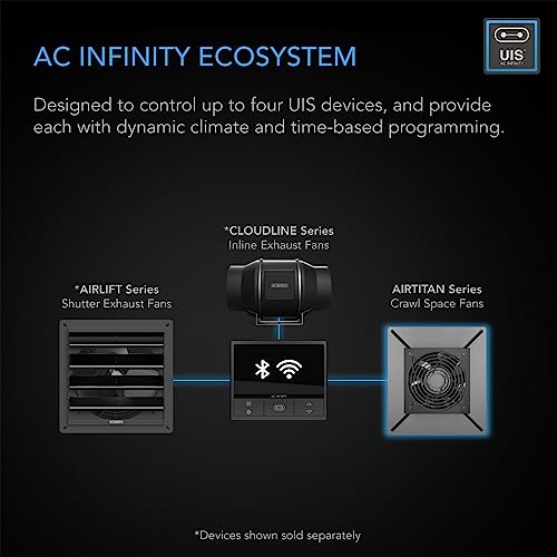 AC Infinity AIRTITAN T3, Ventilation Exhaust Fan 6" with WiFi Temperature Humidity Controller, EC Motor for Crawl Space, Basement, Garage, Attic, Hydroponics, Grow Rooms | With WiFi Temperature Humidity Controller, EC Motor for Crawl Space, Basement, Gara