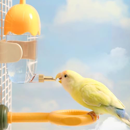 Leak-Proof & Chew-Proof Hanging Water Dispenser No Drip for Birds, Chinchillas, Guinea Pigs, Ferrets, Rats, Rabbits, Bunnies, Parrots, Squirrels, and Other Small Animals - Beige, 12oz - color: Khaki, size: 12.2 fl oz