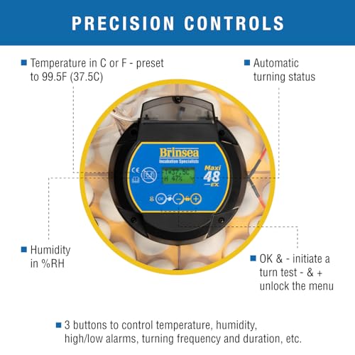 Brinsea Maxi 48 EX Egg Incubator with Automatic Turning & Humidity Control | 50+ years of trusted precision! Built-in automatic humidity, auto-turn & temp alarms take the stress out of hatching 48+ eggs