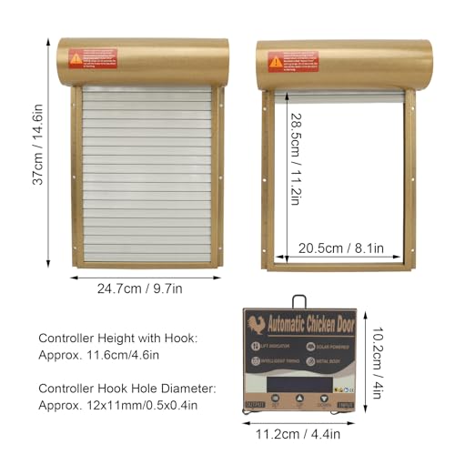 Chicken Coop Door Timing Mode Manual Mode Rugged LED Display Controller Auto Chicken House Door for Ducks Geese (US Plug) - color: Gold