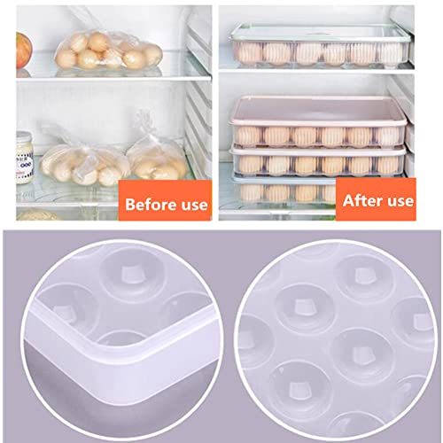Jilukibo Egg Holder for Refrigerator with Lid, 24 Count Egg Tray Carrier Storage Box for Fridge, Stackable Clear Plastic Egg Container Dispenser Keep Fresh, 24 Egg Box (2 Pack)