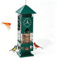 Metal Squirrel Proof Bird Feeders for Outdoors Weight Activated,3 Lbs Green | Hanging Anti Squirrels Buster Mesh Birdfeeders for Outsides Chew & Weather proof, Easy to Fill 4 perches Decor Backyard