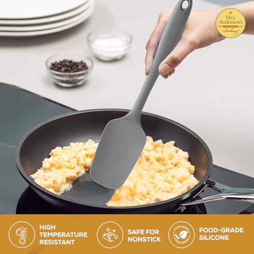 Mrs. Anderson’s Baking Silicone Spoon-Shaped Spatula, Flexible And Nonstick, One-Piece Design, Gray, For Mixing, Folding, Scraping, Baking, And Cooking - color: Gray, size: 11-Inch, Spoon-Shaped