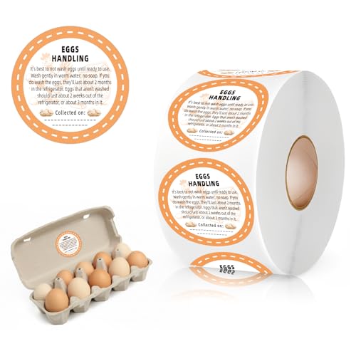 500Pcs Farm Fresh Egg Carton Stickers Labels, 1.7 Inch Self Adhesive Writable Handling Stickers for Farm Small Businesses and Chicken Farms Farmers Markets - color: Egg Handling