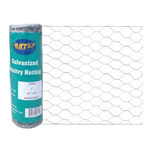 20GA Galvanized 12in x 50ft x 1in Mesh Chicken Wire Hexagonal Poultry Netting - size: 12"x50'