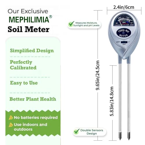 Soil Tester, Soil pH Meter, 3-in-1 Soil Moisture/Light/pH Tester, Plant Moisture Meter Light and PH Tester Gardening Tool Kits for Plant Care, Great for Garden, Lawn, Farm, Indoor & Outdoor Use - color: SILVER
