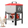 35LB Large Automatic Chicken Feeder- 4 Ports Metal Chicken Feeders, Dual No Waste Design with Locking Lid & Riveted Handles, Rainproof Poultry Feeder for Chickens, Ducks, Geese
