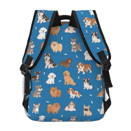 Fiokroo Cute Puppy Dogs Animal Backpack School Bag For Students Teens Men Women Laptop Backpacks Travel Daypack Bag With Multiple Pockets - color: Cute Dogs（blue）