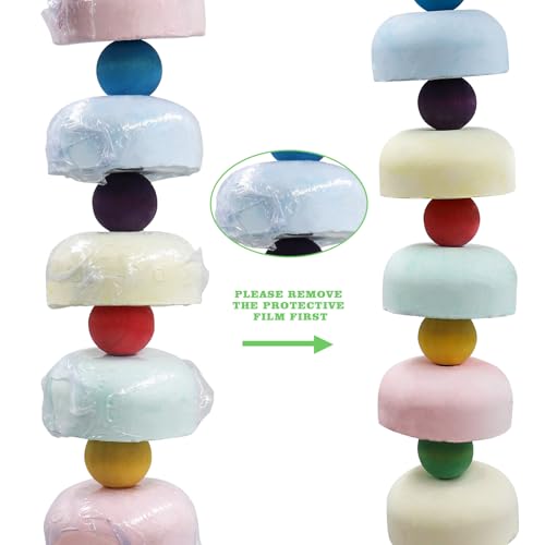 Mineral Chew Toy 2-Pack – Colorful Beaded Bird Toys with Bells | Beak Grinding & Foraging Enrichment for African Grey, Amazon Parrots, Budgies, Cockatiels, Conures