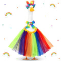 Abbylike Rainbow Porch Goose Outfit Pride Goose Outfit LGBTQ Lawn Geese Costume Clothes with Bow Headband and Tie Fits 23" Cement Geese Statue for Pride Month Outdoor Garden Yard Patio Art Decor - style: Halloween Rainbow
