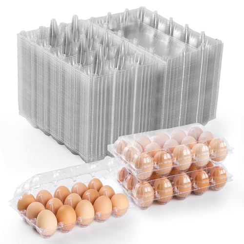 55 Pack Egg Cartons Cheap Bulk,Plastic Egg Carton 3x5 Grids | 15 Count Clear Egg Cartons, Reusable Egg Holder Egg Trays for Family, Chicken Farm, Markets Display - Medium Egg Container - size: 3X5-55PCS