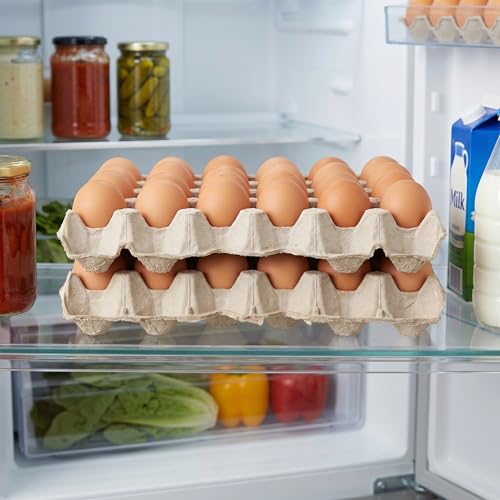 IMIKEYA 30-Egg Carton Flats, 5 Pack, Natural Pulp Storage Trays | Stackable Paper Egg Holders for Chicken Farms, Homesteads, Egg Collecting, Kitchen and Refrigerator Organization