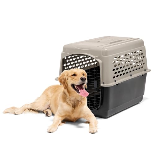 Petmate Vari Dog Kennel - Portable Dog Carriers & Crates for Large Dogs, Airline-Friendly, Durable Plastic, Pet Carrier For Home and Travel, 40 Inches, Taupe and Black - size: 40"L x 27"W x 30"H