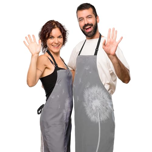 Cooking Apron for Women Dandelion Kitchen Aprons for Men for Kitchen Restaurant BBQ Painting Crafting Gardening 27” (W) x 31” (H), Waterproof Apron - color: Dandelion