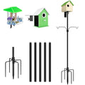 YINGYM 95 Inch Bird House Pole Mount Kit for Outdoors Heavy Duty | Adjustable Metal Bird Feeder Stand Pole with 2-Hooks, 5-Prong Base for Garden, Backyard and Patio Use - size: 95 inch