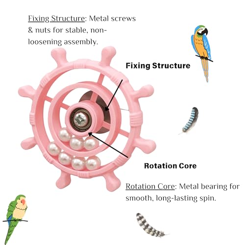 Spinning Bird-Toys Bird Cage Toys & Bird Perch Parrot-Parakeet Budgie Cockatiel Conure Macaw Chicken Parrot Enrichment Cage Accessories Small Animal Chewing Toy (Light Pink Spinner) - color: Light Pink Spinner