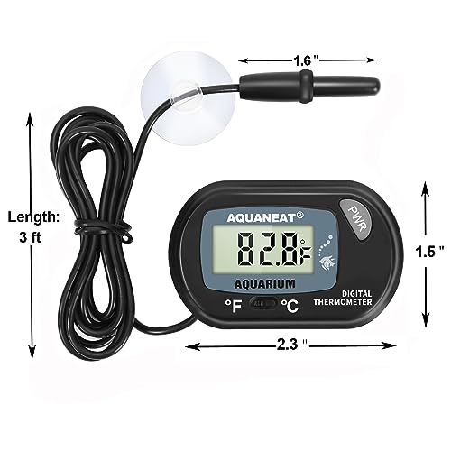 AQUANEAT Aquarium Thermometer, Fish Tank Thermometer, Digital Temperature Test, with Large LCD Display (1 Pack) - size: 1 Pack