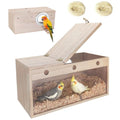 Tfwadmx Parakeet Nesting Box, Transparent Bird Nest Breeding Box, Wood Parrot Nest Box with Perch Bird Cage House for Cockatiel Lovebirds Budagie Canary Finch(L) - color: L