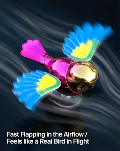 Flying Bird Car Accessories, Wind Powered Spinning Bird Toy, Funny Moving Bird Ornament for Car Exterior, Motorcycle Helmet, Mirror, Antenna Decoration, Weatherproof Auto Decor Gift