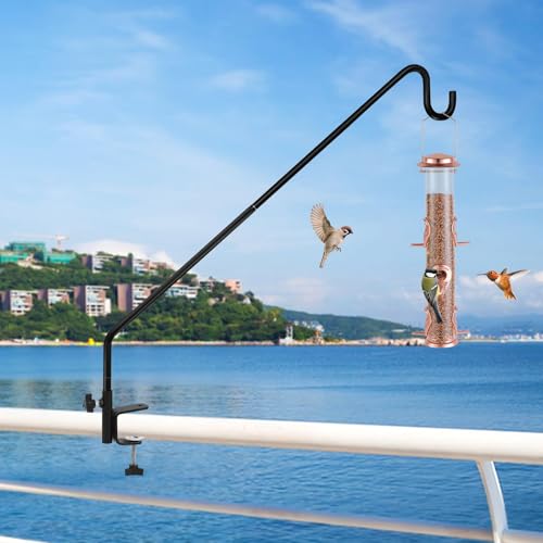 ERYTLLY 3 Inch Clamp Deck Hook 28" Long Deck Hook for Hanging Bird Feeder,Plants,Wind Chimes,Lanterns 1 Pack - size: Deck Hook - 28 Inch - 1 Pack