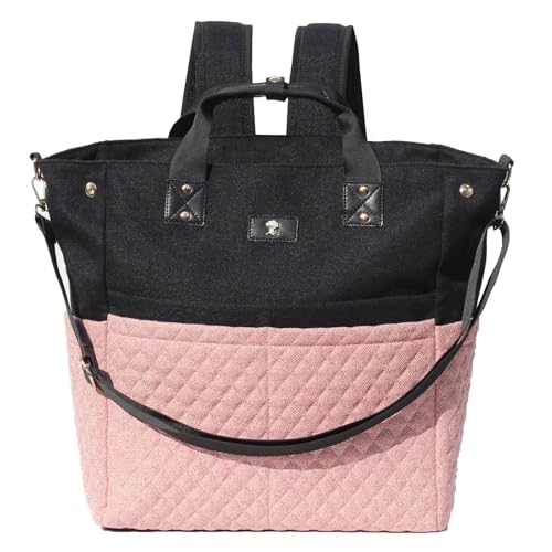 Diaper Tote Bag Totepack Backpack Crossbody Bag 3 in 1 for Women Laptop Backpack Multifunctional with Insulated Pockets - color: Linen Pink