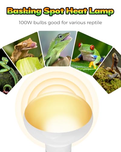Reptile Heat Lamp 2 Pack, 100W Heat Lamp Bulbs for Reptiles, Amphibians Basking Heat Lamp Bulbs, UVA Daylight Basking Light for Reptiles, Bearded Dragon, Lizard, Turtle, Chicken