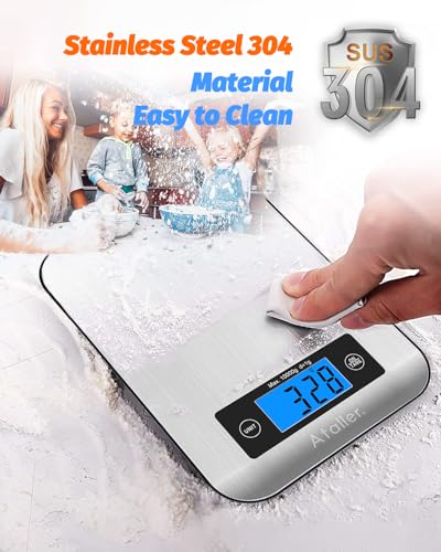 Smart Food Scales, 1g Resolution Max 5kg 11Ibs, Stainless Steel | Digital Kitchen Scale with Nutritional Calculator, Smartphone App, 26 Nutrients Tracking, for Cooking, Baking, Meal Prep - color: Grey
